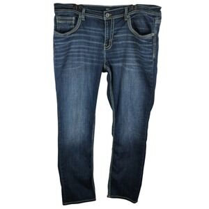 BKE Nolan Mens Jeans Dark Wash Straight Leg 38x34 Coolmax Lycra Spandex